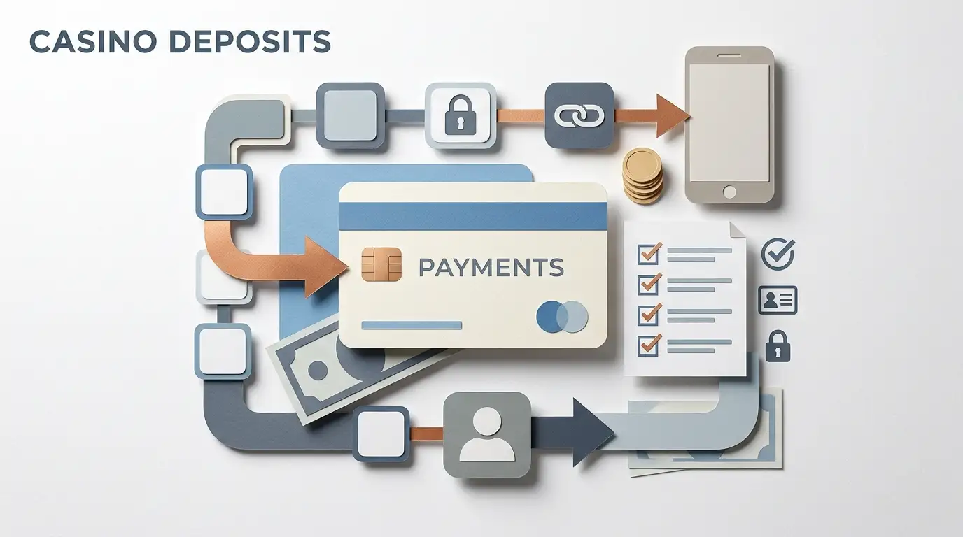 Conceptual illustration of UK debit-card casino banking and a withdrawal review checklist