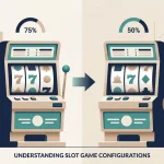 Editorial illustration comparing two theoretical versions of the same slot with different RTP settings