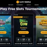 Real Slots Temple tournament schedule showing tournament cards and leaderboard entry context